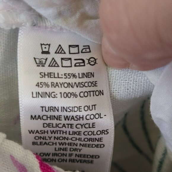 Nicole Miller Tropical Palm Leaf Linen Blend Wide Leg Jumpsuit Pockets Size L - Picture 7 of 7